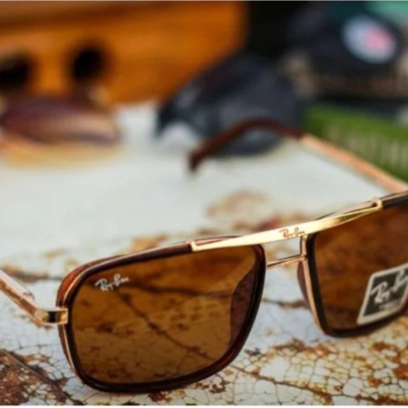 RAY-BAN AVIATORRB 4413 54-14 I45 SQUARE METAL BROWN SHADE/GOLD UNISEX SUNGLASSES - Picture 4 of 15